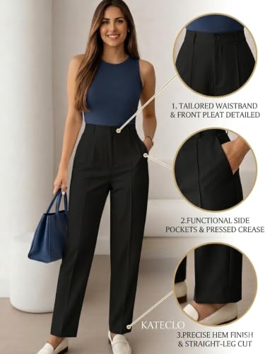 Image of KATECLO Women's Wide Leg Pants | Beige Polyester Trousers | Stylish Korean Clothing | Flared, Straight Fit, Baggy, and Loose Jeggings for Girls and Women