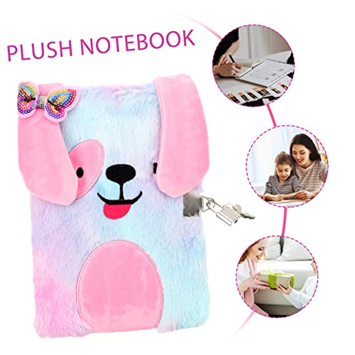 Set de 3 diarios personales con cubierta de peluche y candado miniatura 5