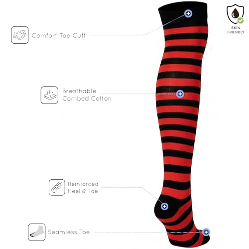 Image of Mysocks Unisex Over the Knee Socks | Stripe Design| Combed Cotton| Hand Linked Toe | Soft Latex Band