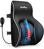ZIKEE Adjustable Airbag Lumbar Support Pillow Provides Comfortable Support Back Pain Relief and Improves Posture, Ergonomic Memory Foam Back Support Pillow for Office Chair, Car, Home