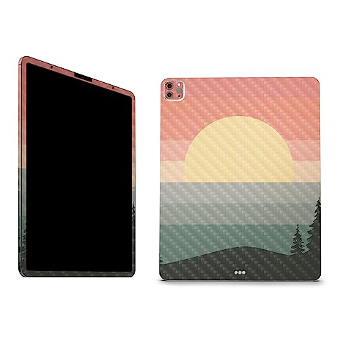 Image of MightySkins Carbon Fiber Skin Compatible with Apple iPad Pro 12.9 inch M2 6th Gen (2022) Full Wrap Kit - Sunset Forest | Protective, Durable Textured Carbon Fiber Finish | Easy to Apply | Made in The USA
