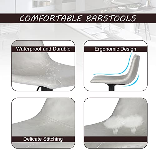 Bar Stools Counter Height Adjustable Bar Chair With Back Pu Leather Stool Chairs Bar Stools Set Of 2 Armless Modern Kitchen High Upholstered Dining Chairs Pub Bistro Bar Counter Stools (Grey, 2 Set) #TOP6