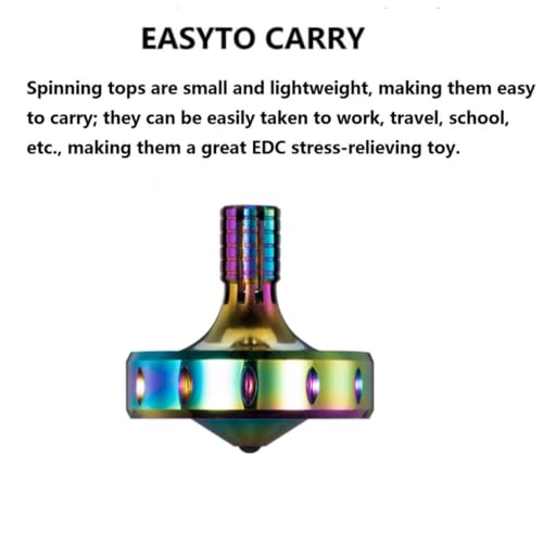 Image of Precision Metal Spinning Top,Long Lasting Spin Time Gyro Toy (M,Iridescent) | Perfect Balance, Skilled Adult Easily Exceed 10 Mins, Portable Stainless Steel EDC Office Desktop Game Toys