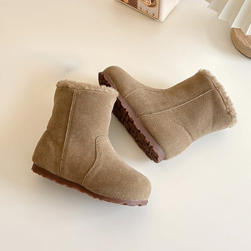 Girls Winter Mid Calf Snow Boots Faux F𝐮r Lined Non-Slip Shoes For Toddler Faux F𝐮r Boots Kids Ankle Boots For Girls3