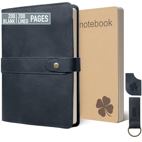 Journal en cuir noir élégant A5 avec carnets lignés et vierges pour professionnels