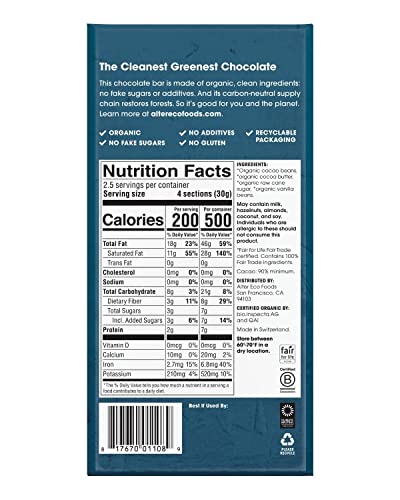 Alter Eco | Dark Chocolate Bars | Pure Dark Cocoa, Fair Trade, Organic, Non-GMO, Gluten Free (4-Pack Super Blackout)