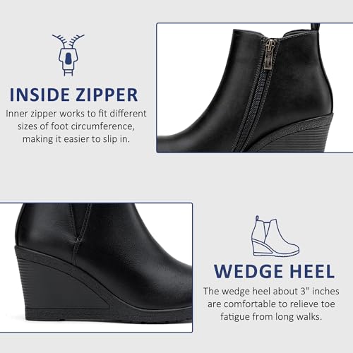 Vepose Women's 9679 Low Wedge Boots, Comfortable Ankle Booties with Inside Zipper3
