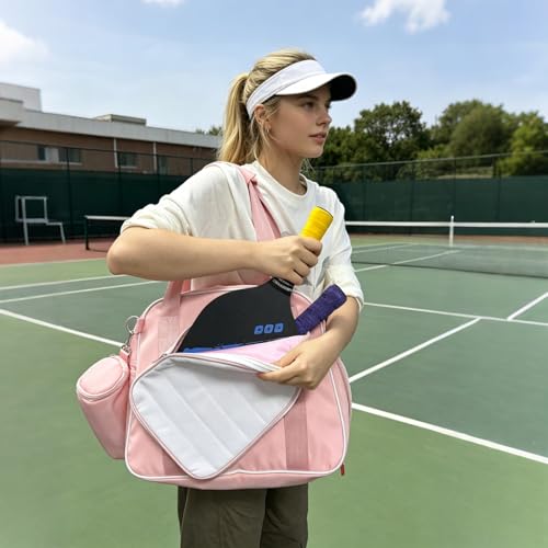 SSZYace Pickleball Tote Bag for Women & Men, Large Capacity Design Holds 2 Pickleball Paddles, External Pickleball Ball Bag and Adjustable Shoulder Strap Fence Hook, Insulated Drink Holder - Image 3