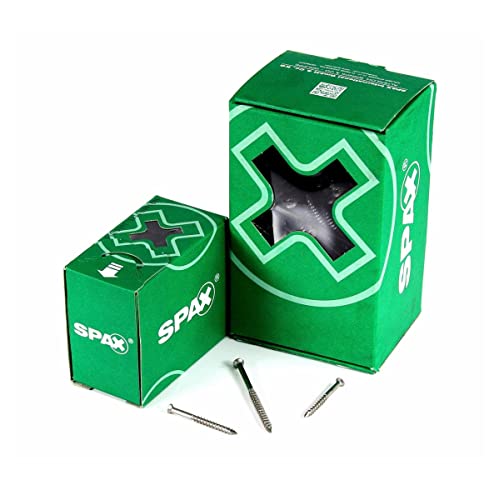 SPAX Lot de 100 vis de façade, 4 x 60 mm, filetage partiel, tête fraisée bombée extra petite, T-STAR plus T15, pointe CUT, en acier inoxydable A2-0467000400603