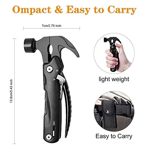 Mirrorzone Multitool Camping Accessories, Multitool Hammer Camping Gear Survival Tool, Mens Gifts, Cool Gadgets, Stocking Stuffers For Men, Perfect Christmas Gifts For Men/Dad/Husband/Him (Black) #TOP2