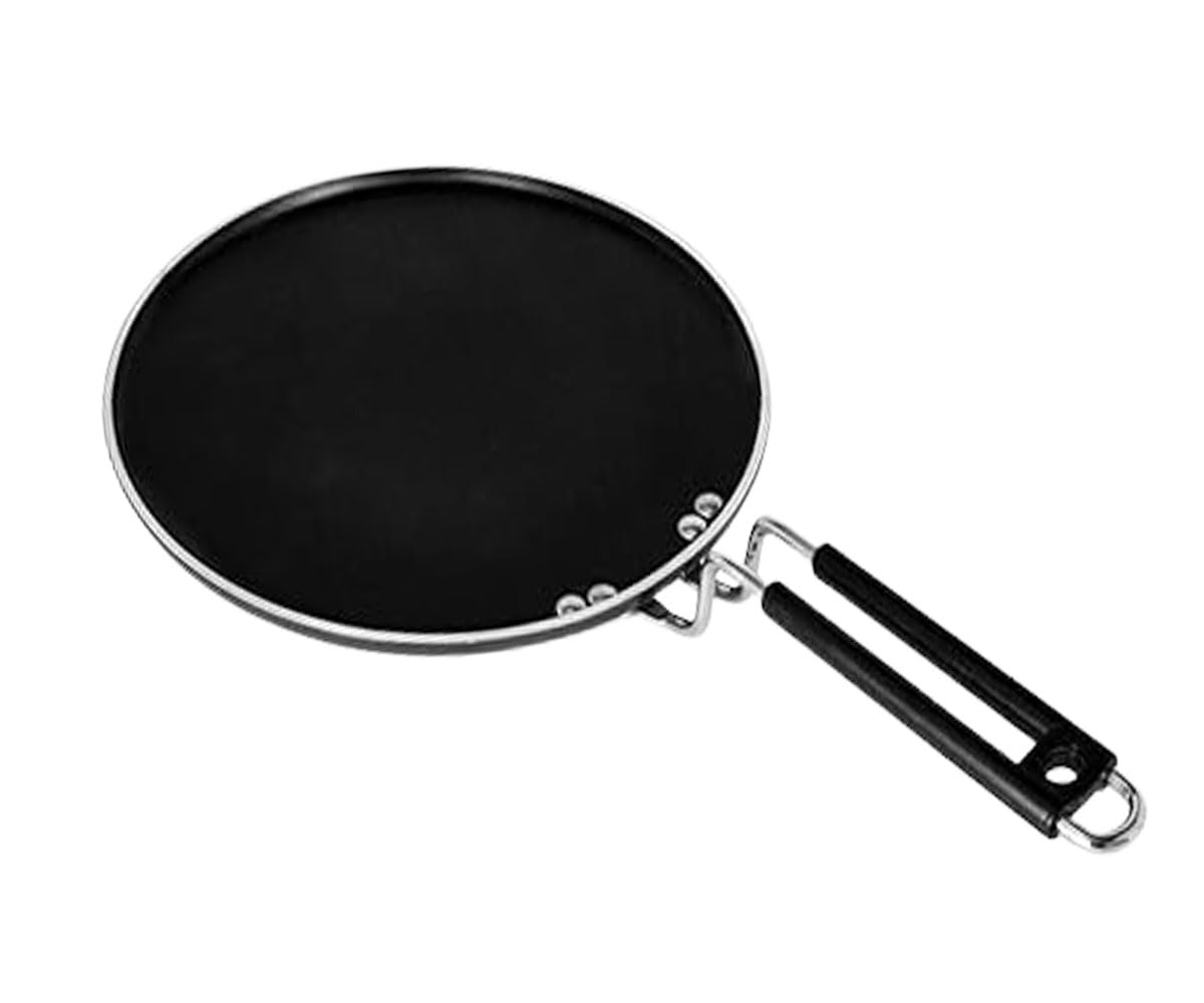 Satre Online and Marketing Dosa Tawa - Sartén antiadherente de aluminio para cocinas de inducción/gas, color negro