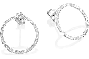 Tooliks Tiny Hammered Sterling Silver Circle Stud Earrings – Handmade Open Geometric...