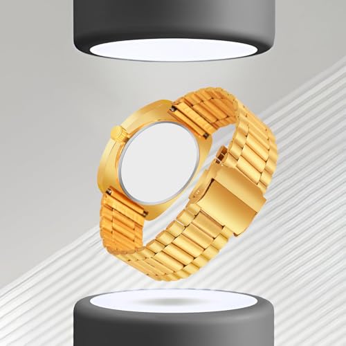 Image of Shocknshop Analog Round Day & Date Functioning Gold Stainless Steel Wrist Watch for Men Boys -WCH142