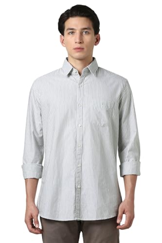Image of Van Heusen Men's Casual Shirt for Men | Cotton | Stripe | Slim Fit | Full Sleeves |