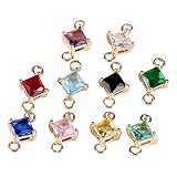 iSuperb チャーム キューブ クリスタル ガラス ビーズ アクセサリーパーツ 正方形ひし形ダブルホール 10個 セット ラウンドジルコニア ングル プラムダブルホール ペンダントトップ ジュエリー DIY製作キット ブレスレット ネックレス用 手作り素材 ハンドメイド 贈り物 カラーランダム [並行輸入品]