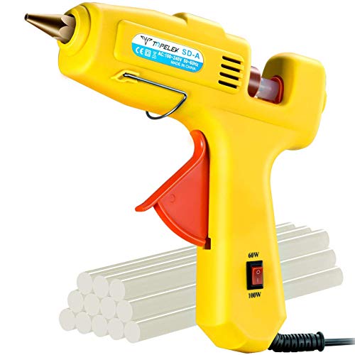 Hot Glue Gun, TopElek 60W/100W Dual Power Full Size (Not Mini) Glue Gun with 12PCS Glue Sticks, High Temperature Melt Glue Gun Kit, for DIY, Crafts, Arts, Home Quick Repairs, Festival Decoration