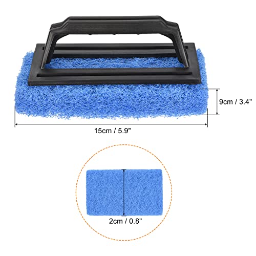 Image of PATIKIL 15cm Scouring Pad Brush, 4 Pack Cleaning Scrub with Handle Kitchen Bathroom Sponge Washing Tools, Blue