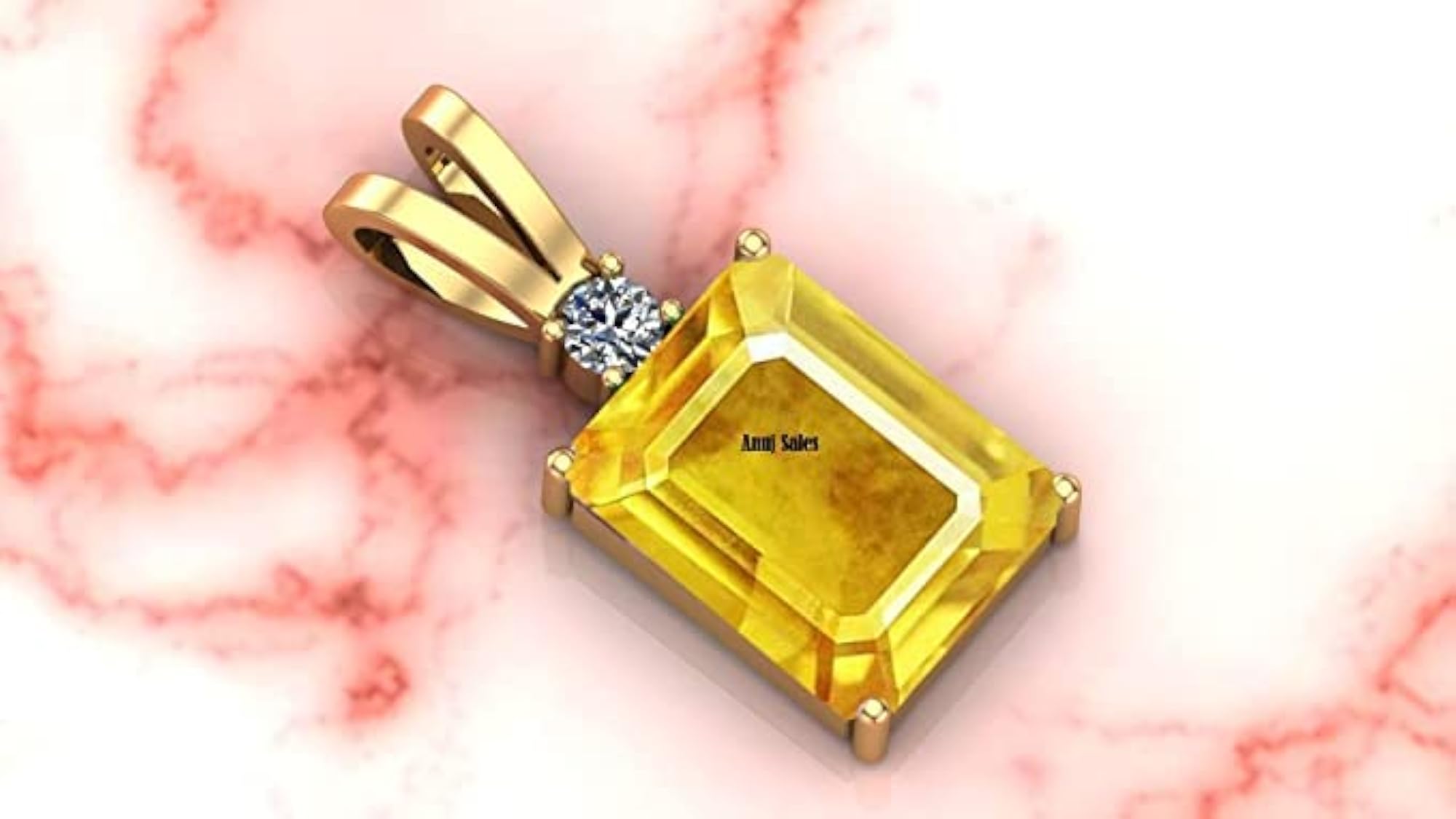 Natural Yellow Sapphire Gold Plated Pendant, 8.00 Ratti