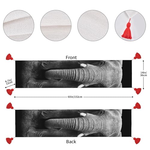 Chemin de table imprimé éléphant lavable et nappe de style rustique - 5