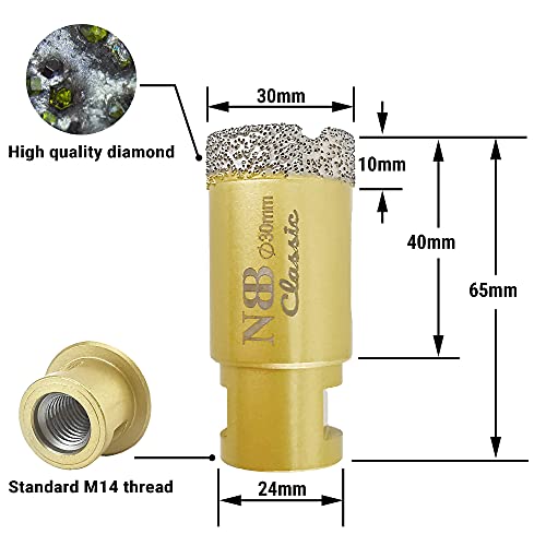 NBB vacuum brazed diamond hole saw with M14, Classic Golden type - Image 2
