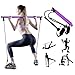 PLEASION Ajustable Barra de Pilates con Bandas de Resistencia, Maquinas de Gimnasio para Casa Pilates Portátile, Kit Fitness y Bucle para el Pie Hacer Ejercicios en Casa, Yoga, Tramo Formación