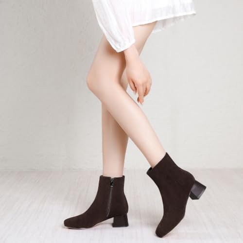 Image of Susanny High Heel Boots for Women,Womens Platform Boot Heels Sexy Round Toe Lace UP High Heels Mid Calf Boots