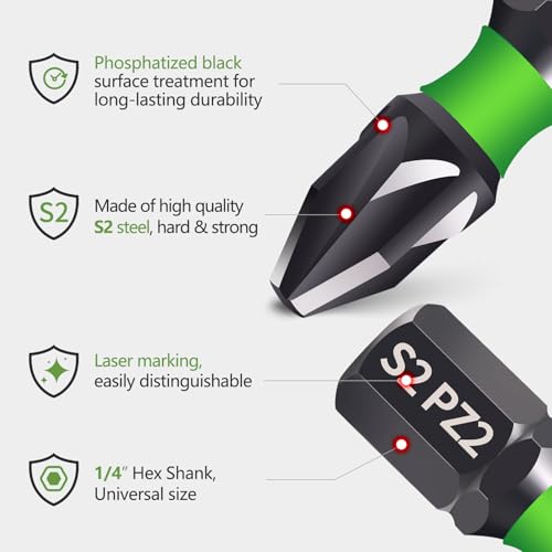 Litorange 20Pcs 25 mm PZ2 PZ3 PH2 Impact Driver Bits, S2 Steel Screwdriver Bit Set 3 Litorange 20Pcs 25 mm PZ2 PZ3 PH2 Impact Driver Bits, S2 Steel Screwdriver Bit Set - Image 3