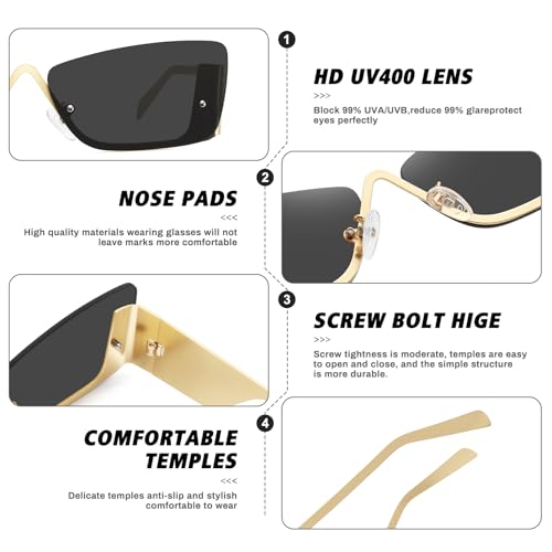 Retro Cat Eye Square Sunglasses for Women Trendy Metal Frame Vintage UV400 Protection FZN9014