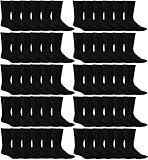 SOCKS'NBULK 60 Pairs Mens Wholesale Bulk Sports Crew Socks, Athletic Socks Case Pack Options Black,10-13