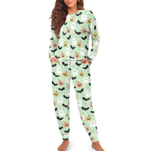 Image of Women's Pajamas Set Soft 2 Piece Loungewear Long Sleeve Pj Set Matching Sleepwear with Pockets for Women Plus Size