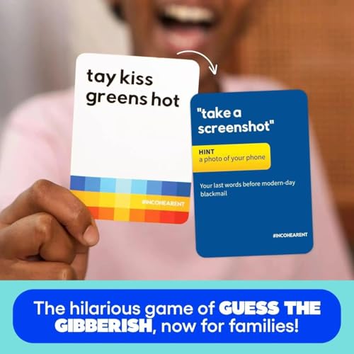 Image of Tickles Incohearent Family Edition Gibberish Guessing Card Game | 400 Cards with Sand Timer | Hilarious Party & Friends Night Game (Ages: 12+ Years, Players: 2+)