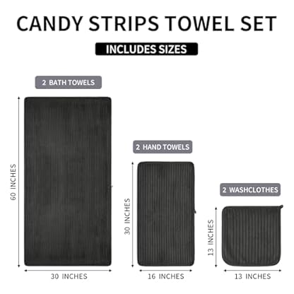 NALIVO 6-teiliges Badetuch-Set (76,2 x 152,4 cm), 2 extra große Badetücher, 2 Handtücher und 2 Waschlappen – sehr saugfähige, schnell trocknende Mikrofaser, ultraweiches Handtuch-Set (Anthrazit, – Bild 6