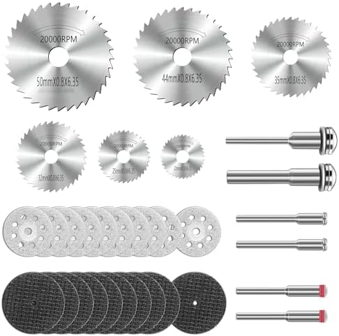 Diamond Cutting Wheel Compatible with Dremel Rotary Tool 32PCS,Diamond Cutting Discs Mini HSS Circular Saw Blades Resin Cutting Discs With 1/8Inch Shank for Wood Glass Plastic Stone Metal DIY-Craft