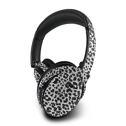 Image of MightySkins Carbon Fiber Skin Compatible with Bose QuietComfort 45 Headphones Snow Leopard Print | Protective, Durable Textured Carbon Fiber Finish | Easy to Apply