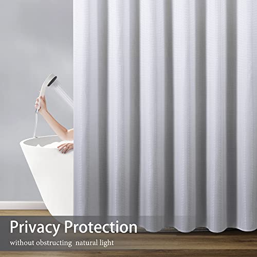 Textured Fabric Bath Shower Curtain, Polyester Ombre Shower Curtains For Bathroom, Waterproof Shower Curtain Liner With 12 Hooks,Machine Washable (72 X 72 Inch, Silver Gray) #TOP4