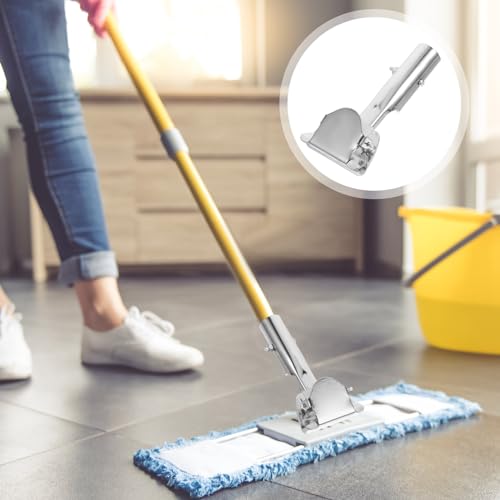 Image of Garneck Mop Handle Clip Stainless Steel Steel Clip on Dust Mop Handle: Universal Head Replacement for Dust Floor Cleaning Home Bathroom Corner Commercial Use