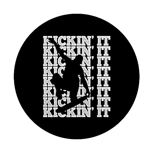Kickin'it Vintage Skateboard Boys Girls Kids Skateboarding PopSockets Swappable PopGrip, Black - Image 3