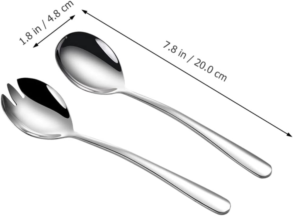 COLLBATH 3 Sets Stainless Steel Salad Serving Salad Spoon Fork Mirror Polished Easy to Clean for Outdoor Picnics Bbqs and Stylish Kitchen Utensils