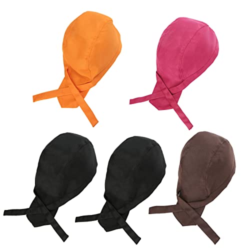 5PCS Sombrero de Cocinero Ajustable Japonés Gorro de Trabajo de Cocina Chef Hat Gorro de Cocinero Unisex Gorro de Chef para Mujer Hombre (Colores lisos)