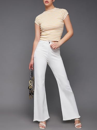 Image of Miss Chase Women's Wide-Leg High-Rise Regular-Length Stretchable Shaping Denim Jeans