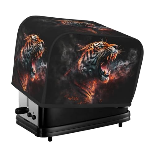 Cool Tiger - Copertura per tostapane a 2 fette, con tasche, per piccoli elettrodomestici da cucina, protezione dalle impronte digitali, lavabile in lavatrice
