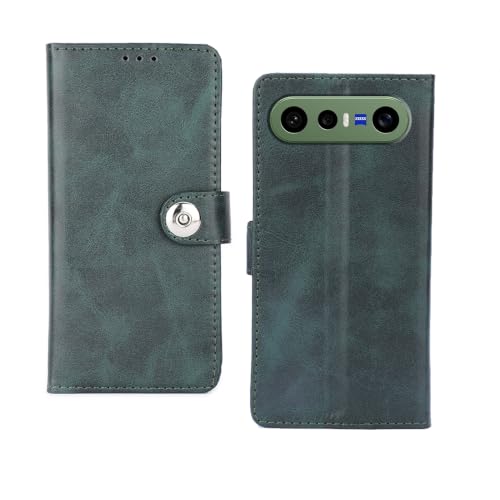 Image of amazon basics Vivo X300FE 5G Flip Cover | Card Pockets Wallet & Stand | Flip Cover for Vivo X300FE 5G (Green Button)