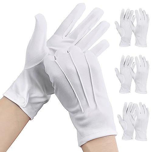 Guanti Bianchi Per Cameriere 2 Paia Guanti Bianchi In Nylon Con Fibbie - Antisudore, Per Cerimonie, Cosplay E Lavori Di Precisione Guanti Cerimonia Eleganti - Foto 10