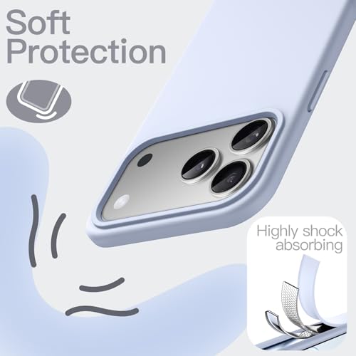 Image of JETech Liquid Silicone Case for iPhone 17 Pro 6.3-Inch, Silky Soft Touch Full-Body Protection, Anti-Scratch Shockproof Phone Cover with Microfiber Lining (Mist Blue)