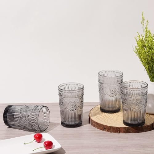 Image of bellemax 300ML Juice and Water Glass Stylish Crystal Highball Drinking Glasses, Medium Size Tumbler Glasses for Juice, Water, Milk, lassi, Cocktails and Sharbat (TR-12, 6 Count (Pack of 1))