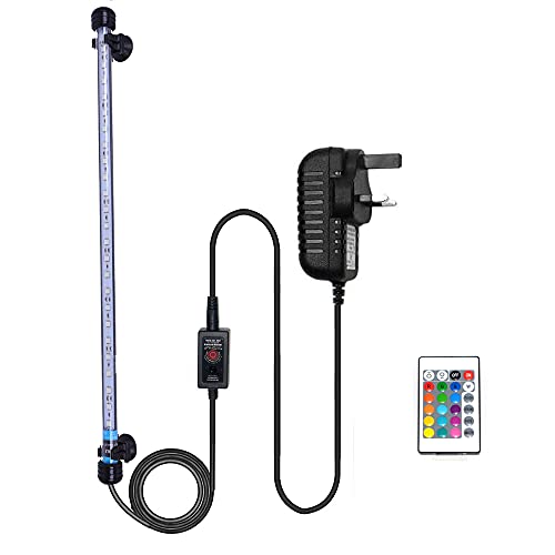 VARMHUS Submersible LED Aquarium Light, 48 cm Underwater Fish Lamp Waterproof Aquarium Lighting for Fish Tank with Remote Control (RGB Color)