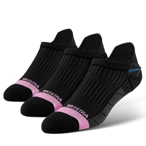 Image of BRISIRA Coolmax Bamboo Viscose Women Compression Running Ankle Socks No Show Athletic Wicking Thick Cushioned Arch Support