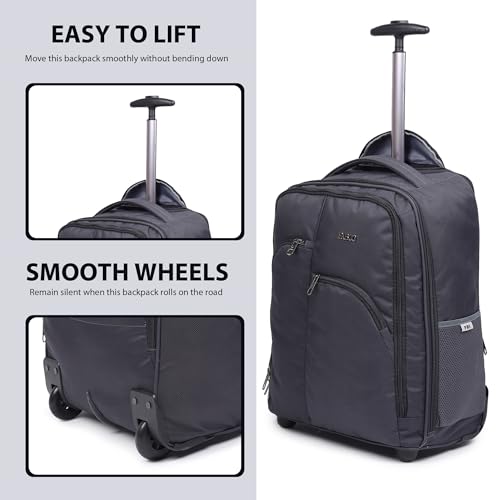 Image of FBI Fabco 40 Litre Travel Backpack Water Resistant with 3 Compartments Telescopic Aluminium Handle for Office Travel Bag for Men & Women | 2 Wheels Trolley Backpack Laptop (TH-01-Grey,Large)