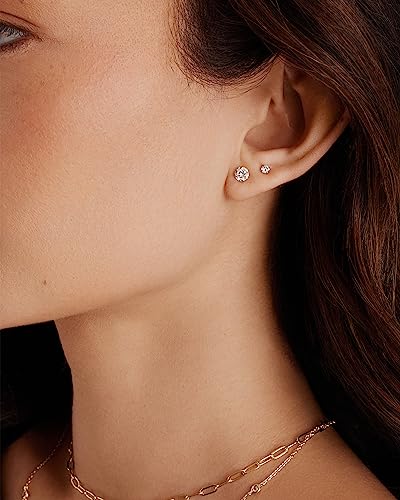 Pavoi 5 Pairs Stainless Steel Stud Earrings For Women | Hypoallergenic Earrings | Premium Cubic Zirconia Earring Studs | 14K White Gold Earrings #TOP4