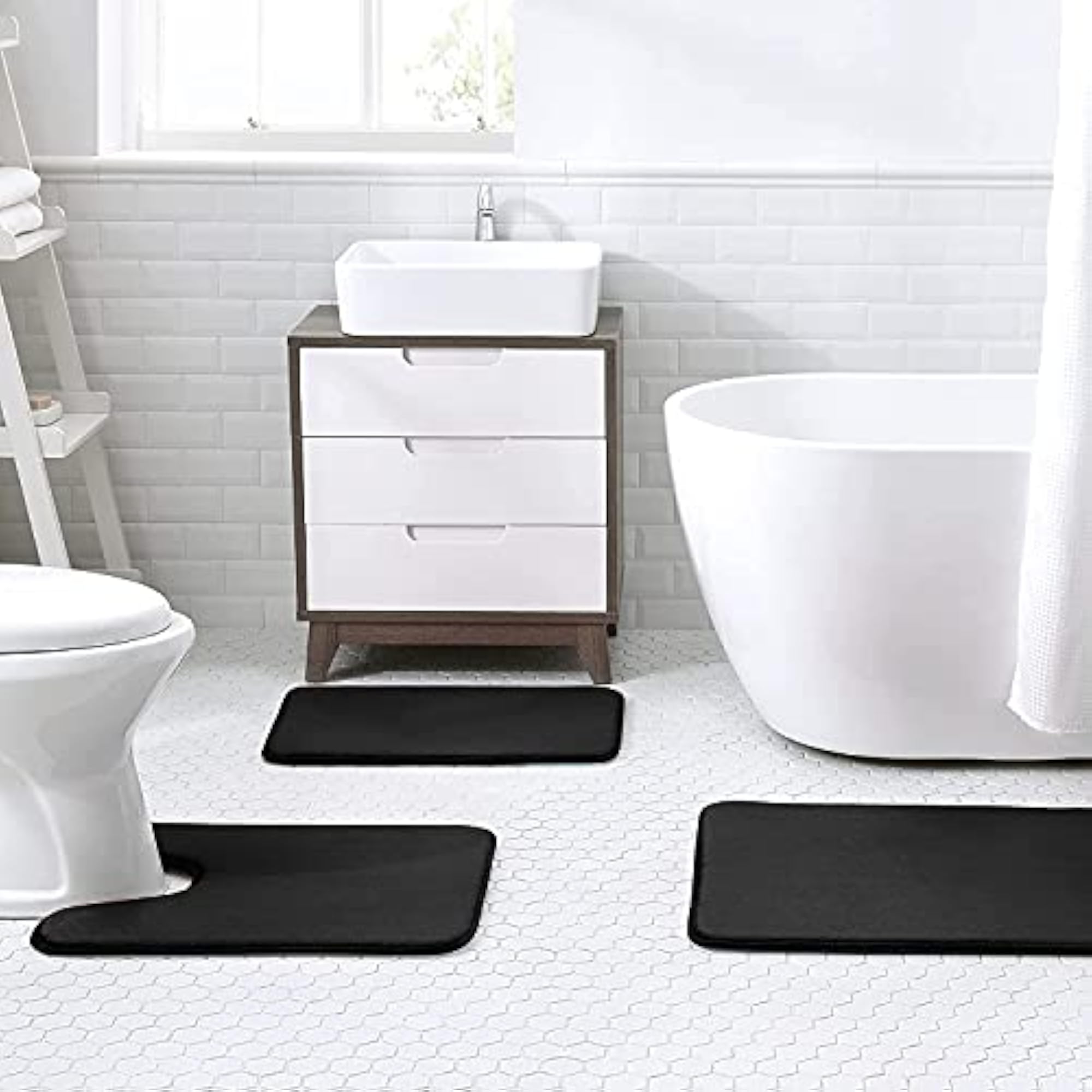 Memory Foam Bath Mat Set, Extra Soft Non-Slip Bathroom Rugs